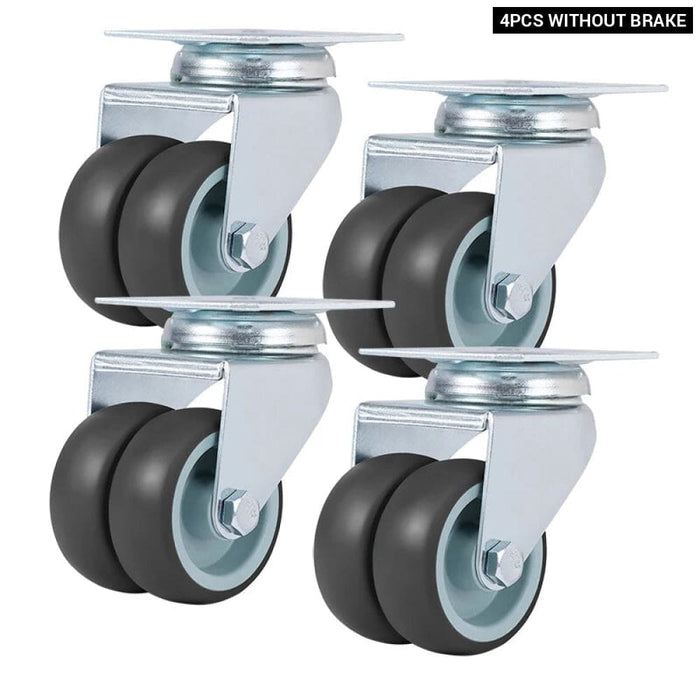 4 Piece 2 Heavy Duty Swivel Rubber Caster Set With Brake