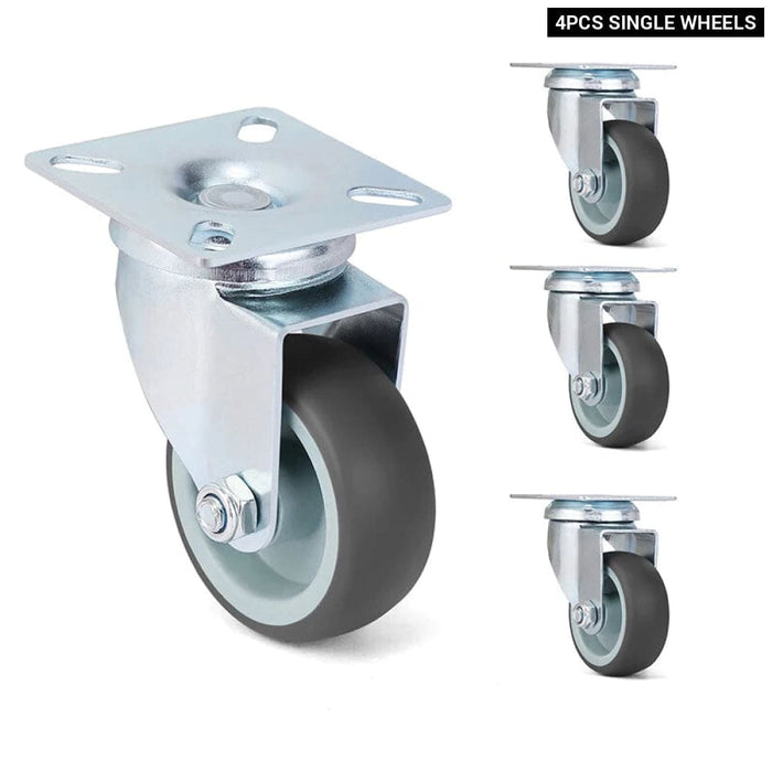 4 Piece 2 Heavy Duty Swivel Rubber Caster Set With Brake