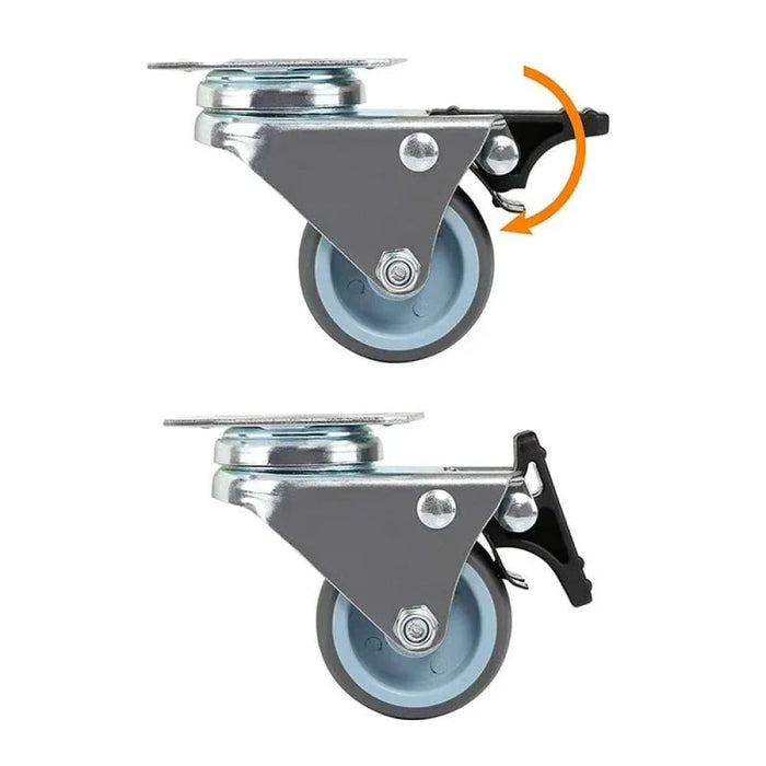 4 Piece 2 Heavy Duty Swivel Rubber Caster Set With Brake