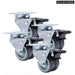 4 Piece 2 Heavy Duty Swivel Rubber Caster Set With Brake