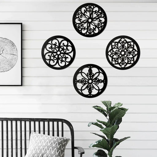 4 Piece Black Wooden Wall Decor For Home