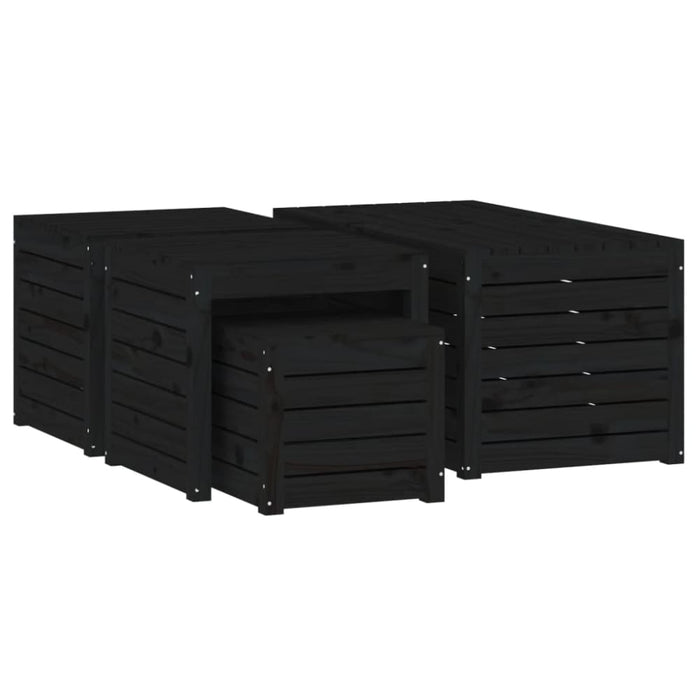 4 Piece Garden Box Set Black Solid Wood Pine Topalib
