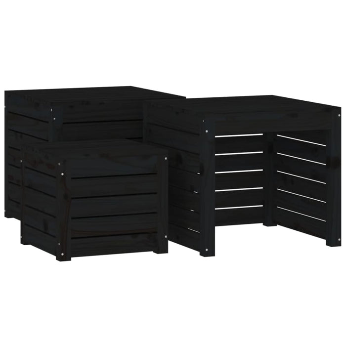 4 Piece Garden Box Set Black Solid Wood Pine Topalib