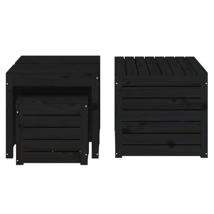 4 Piece Garden Box Set Black Solid Wood Pine Topalib