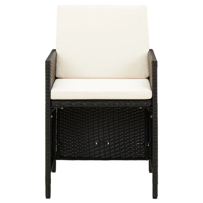 4 Piece Garden Chair and Stool Set Poly Rattan Black Tolipo