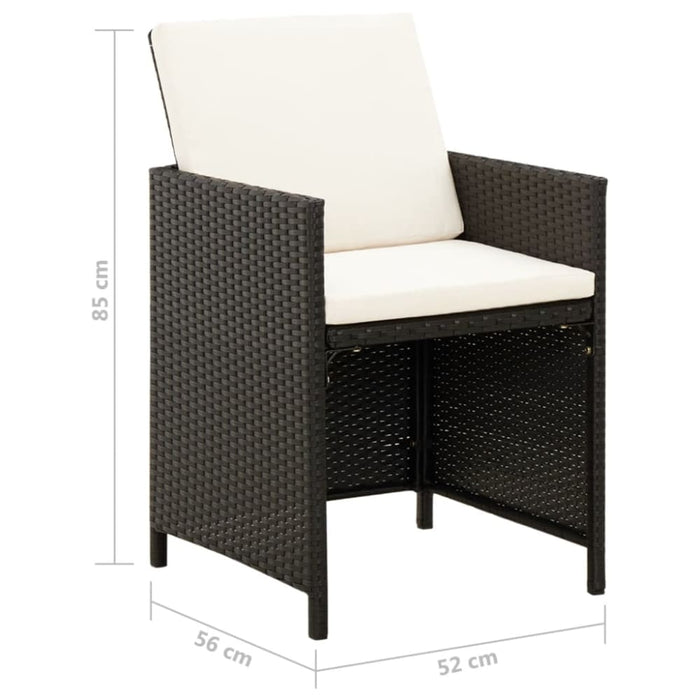 4 Piece Garden Chair and Stool Set Poly Rattan Black Tolipo