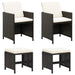 4 Piece Garden Chair and Stool Set Poly Rattan Black Tolipo