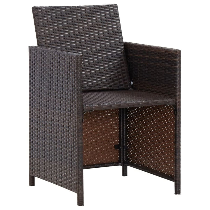 4 Piece Garden Chair and Stool Set Poly Rattan Brown Tolinb