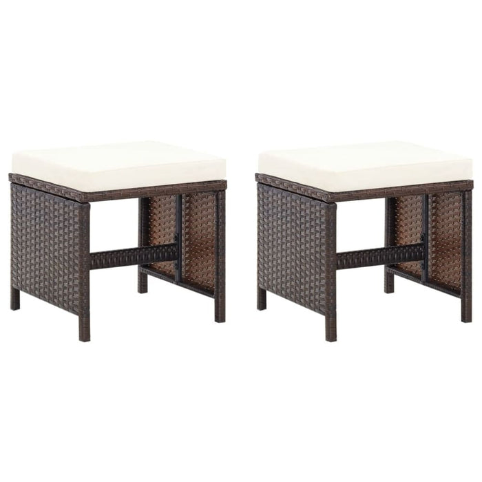 4 Piece Garden Chair and Stool Set Poly Rattan Brown Tolinb