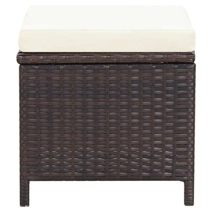 4 Piece Garden Chair and Stool Set Poly Rattan Brown Tolinb