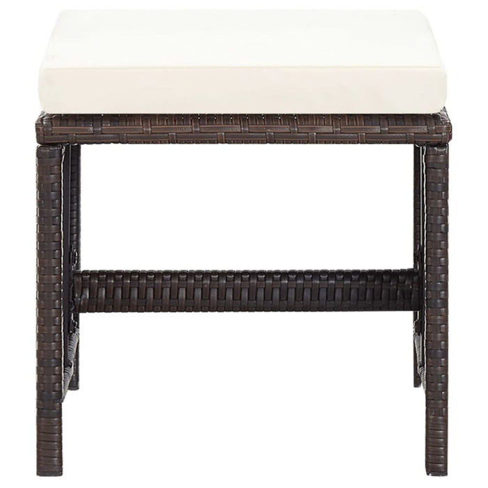 4 Piece Garden Chair and Stool Set Poly Rattan Brown Tolinb