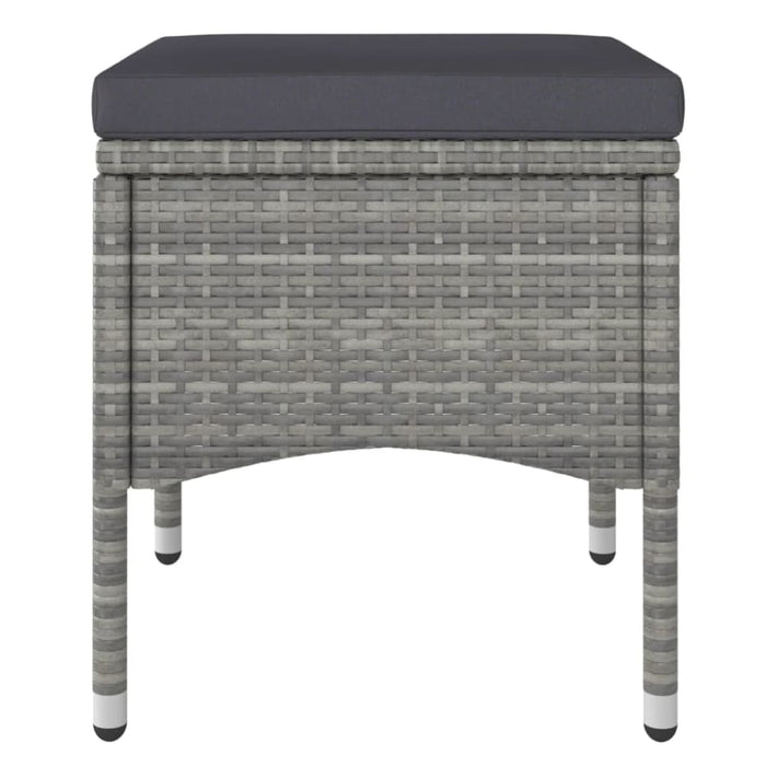 4 Piece Garden Chair and Stool Set Poly Rattan Grey Tobloo