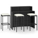 4 Piece Garden Bar Set with Cushions Black Tblanil