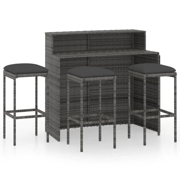 4 Piece Garden Bar Set with Cushions Grey Tblanii
