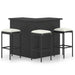 4 Piece Garden Bar Set with Cushions Poly Rattan Black