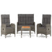 4 Piece Garden Dining Set with Cushions Grey Poly Rattan