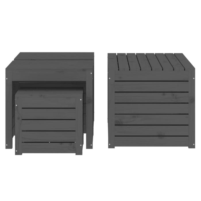 4 Piece Garden Box Set Grey Solid Wood Pine Topalln