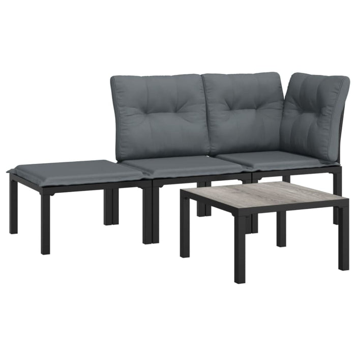 4 Piece Garden Lounge Set Black and Grey Poly Rattan Tlxnba