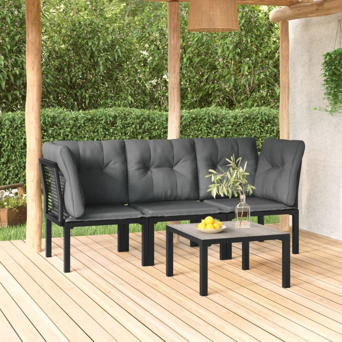 4 Piece Garden Lounge Set Black and Grey Poly Rattan Tlxnbt