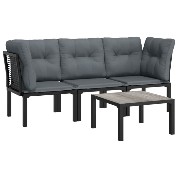 4 Piece Garden Lounge Set Black and Grey Poly Rattan Tlxnbt