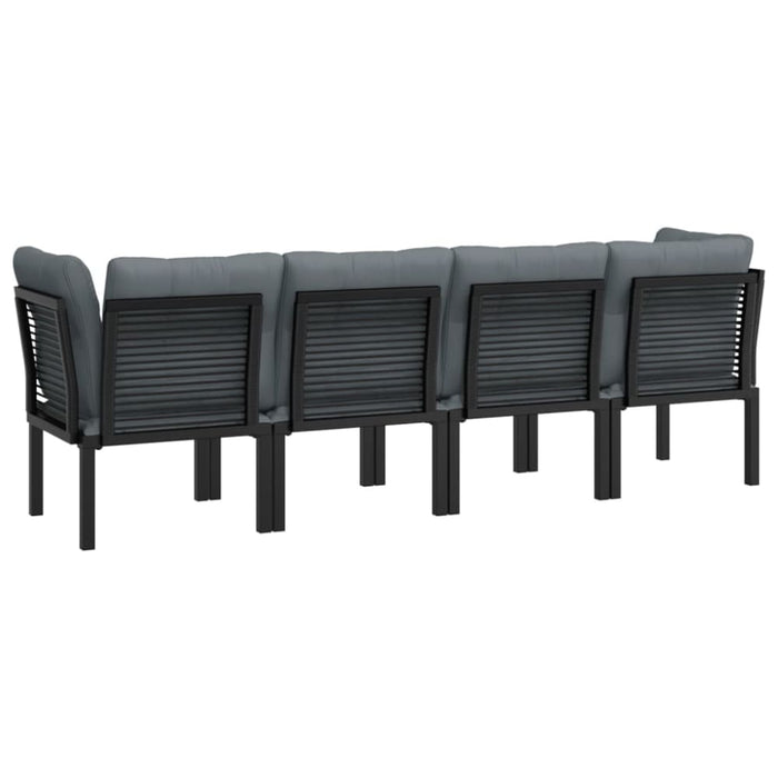 4 Piece Garden Lounge Set Black and Grey Poly Rattan Tlxnbx