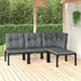 4 Piece Garden Lounge Set Black and Grey Poly Rattan Toniiat