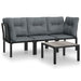 4 Piece Garden Lounge Set Black and Grey Poly Rattan Toniitx
