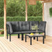 4 Piece Garden Lounge Set Black and Grey Poly Rattan Toniitx