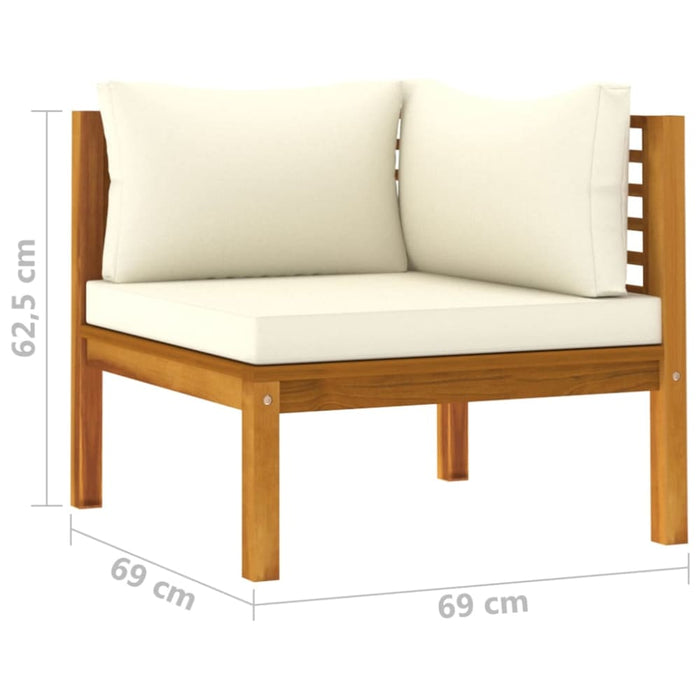 4 Piece Garden Lounge Set with Cream Cushion Solid Acacia