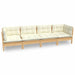 4 Piece Garden Lounge Set with Cream Cushions Solid