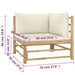 4 Piece Garden Lounge Set with Cream White Cushions Bamboo