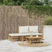 4 Piece Garden Lounge Set with Cream White Cushions Bamboo