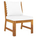 4 Piece Garden Lounge Set with Cushion Cream Solid Acacia