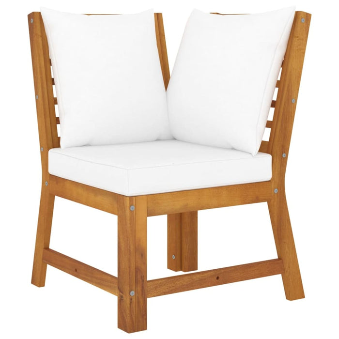 4 Piece Garden Lounge Set with Cushion Cream Solid Acacia