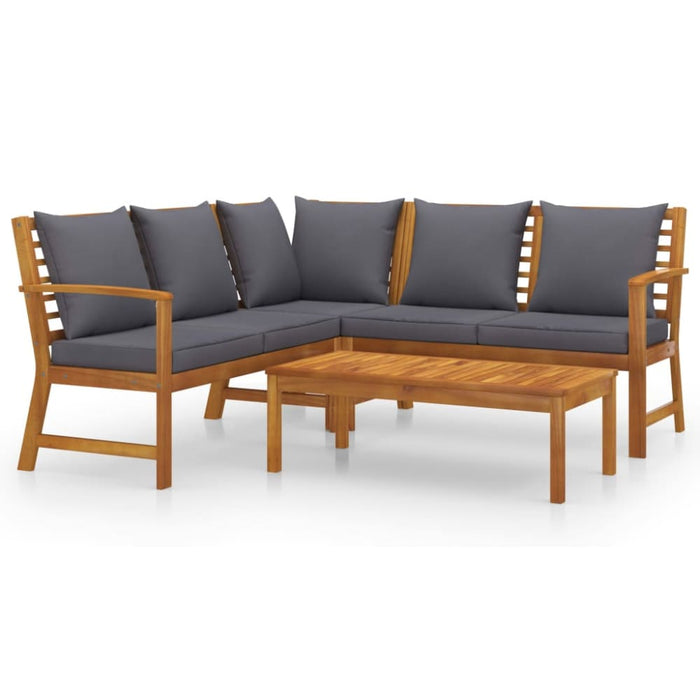 4 Piece Garden Lounge Set with Cushion Solid Acacia Wood