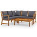 4 Piece Garden Lounge Set with Cushion Solid Acacia Wood