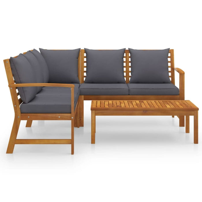 4 Piece Garden Lounge Set with Cushion Solid Acacia Wood