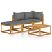 4 Piece Garden Lounge Set with Cushion Solid Acacia Wood