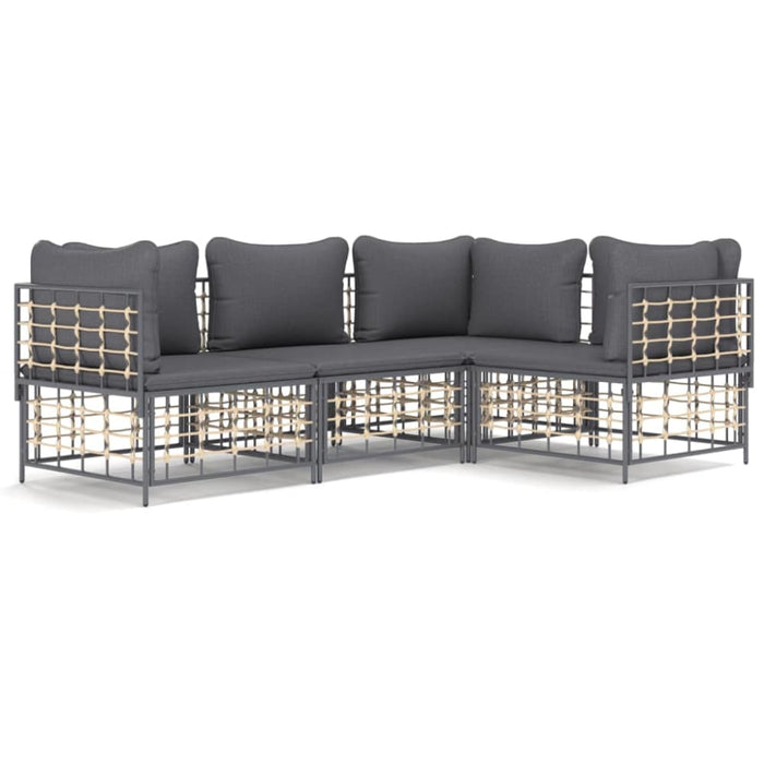 4 Piece Garden Lounge Set with Cushions Anthracite Poly