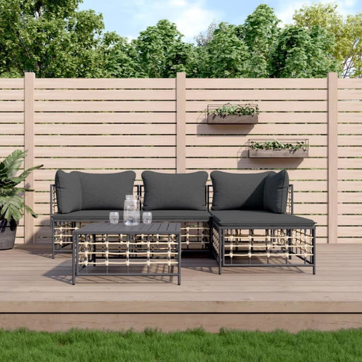 4 Piece Garden Lounge Set with Cushions Anthracite Poly
