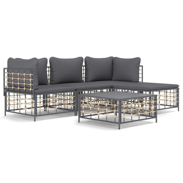 4 Piece Garden Lounge Set with Cushions Anthracite Poly