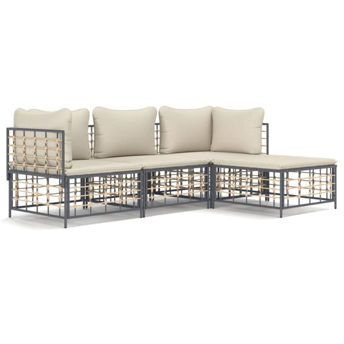 4 Piece Garden Lounge Set with Cushions Anthracite Poly