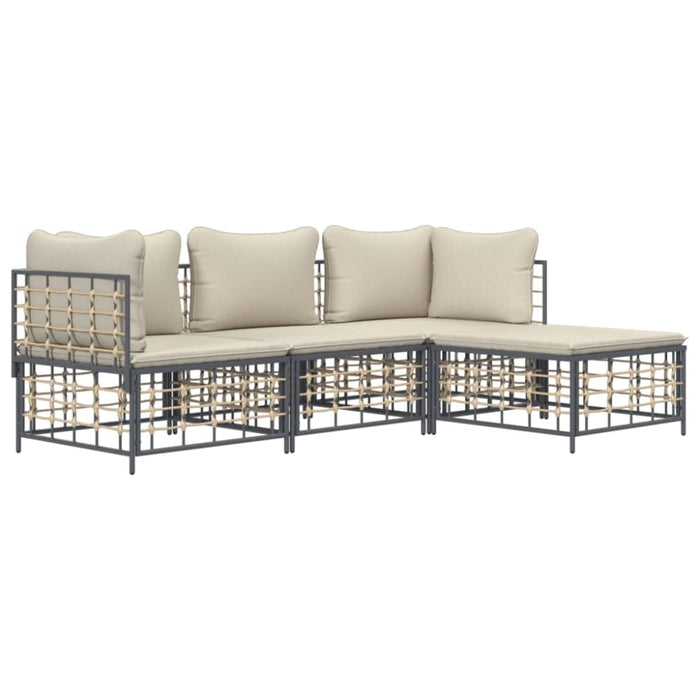 4 Piece Garden Lounge Set with Cushions Anthracite Poly