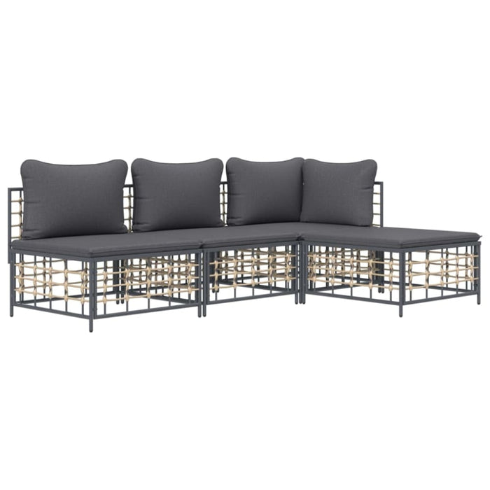 4 Piece Garden Lounge Set with Cushions Anthracite Poly