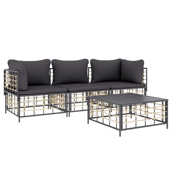4 Piece Garden Lounge Set with Cushions Anthracite Poly
