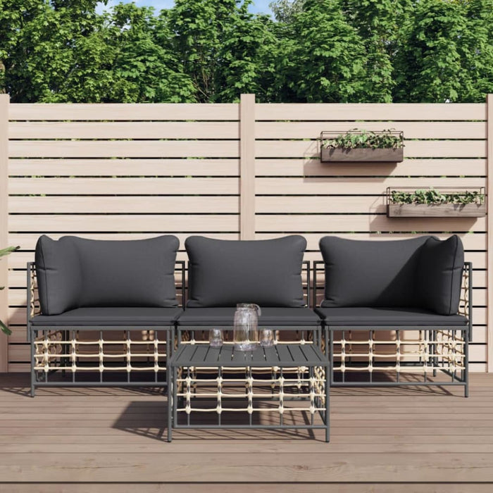 4 Piece Garden Lounge Set with Cushions Anthracite Poly