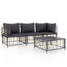 4 Piece Garden Lounge Set with Cushions Anthracite Poly