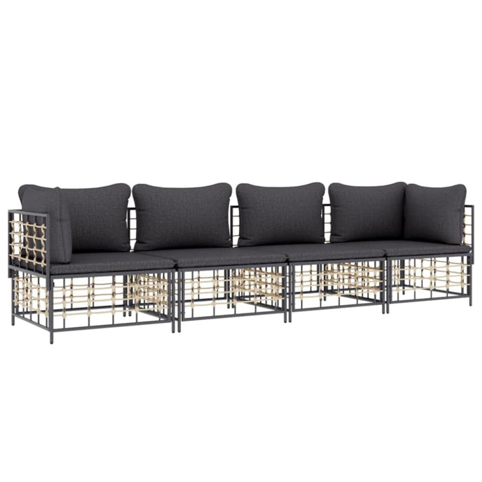 4 Piece Garden Lounge Set with Cushions Anthracite Poly
