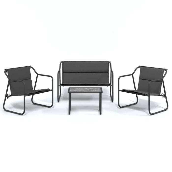 4 Piece Garden Lounge Set with Cushions Anthracite Steel