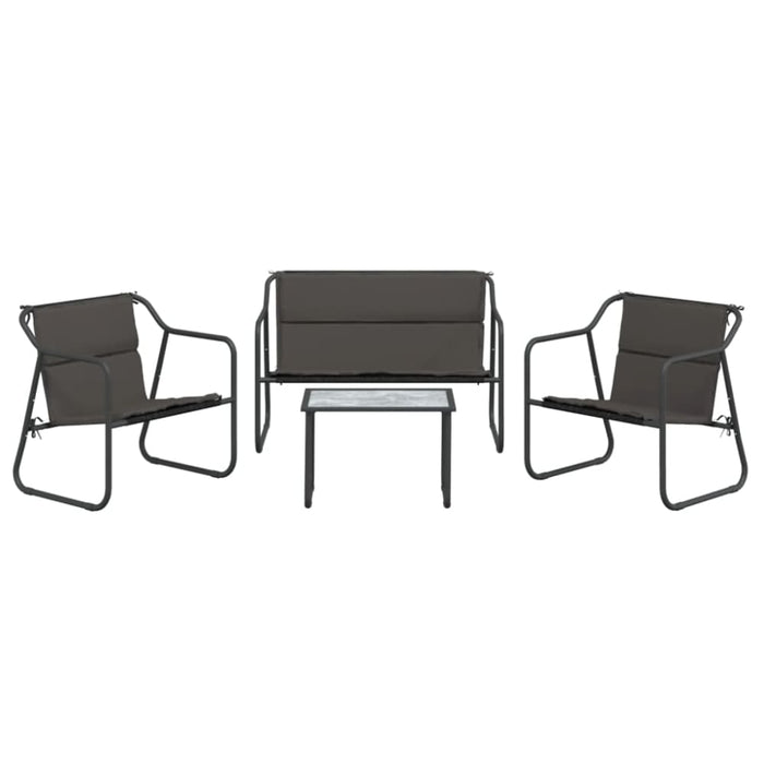 4 Piece Garden Lounge Set with Cushions Anthracite Steel